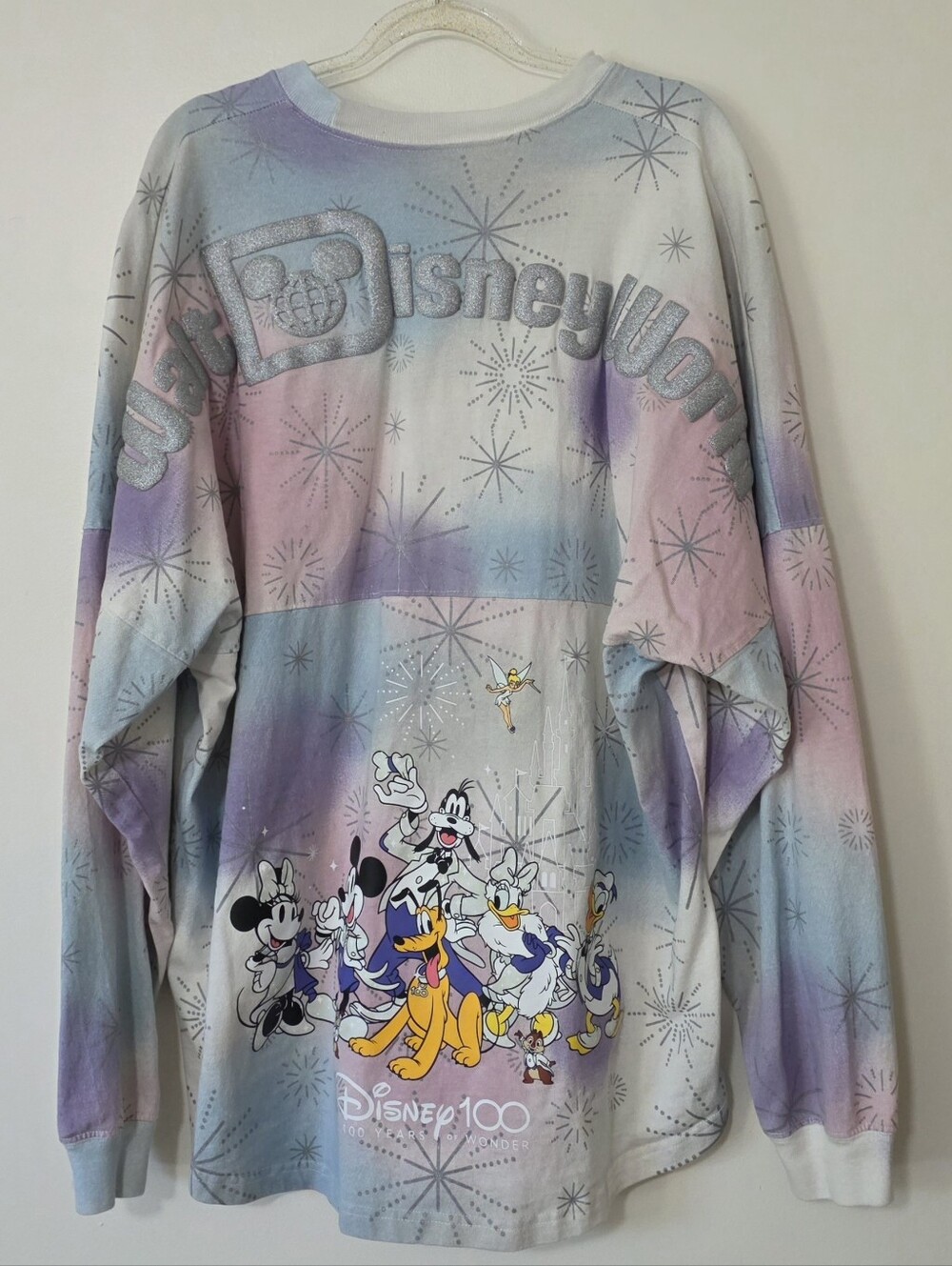 Walt Disney World 100 Years Spirit Jersey Castle Fireworks Pastel Tie Dye Large